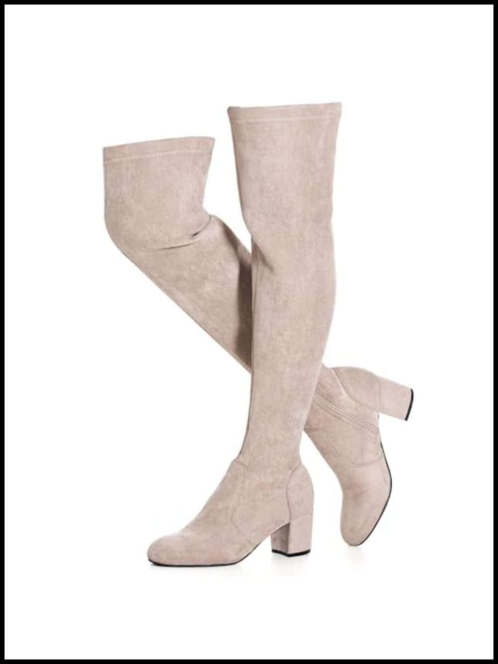 Over the Knee Boots Low Heel Block Suede Thigh High Chunky OTK Long Comfort